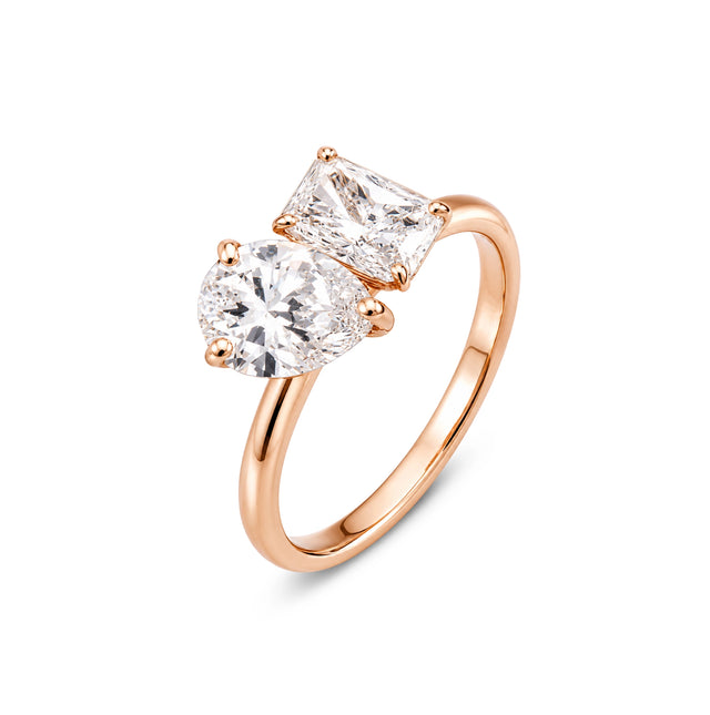 Pear & Radiant Cut Toi et Moi Solitaire Ring