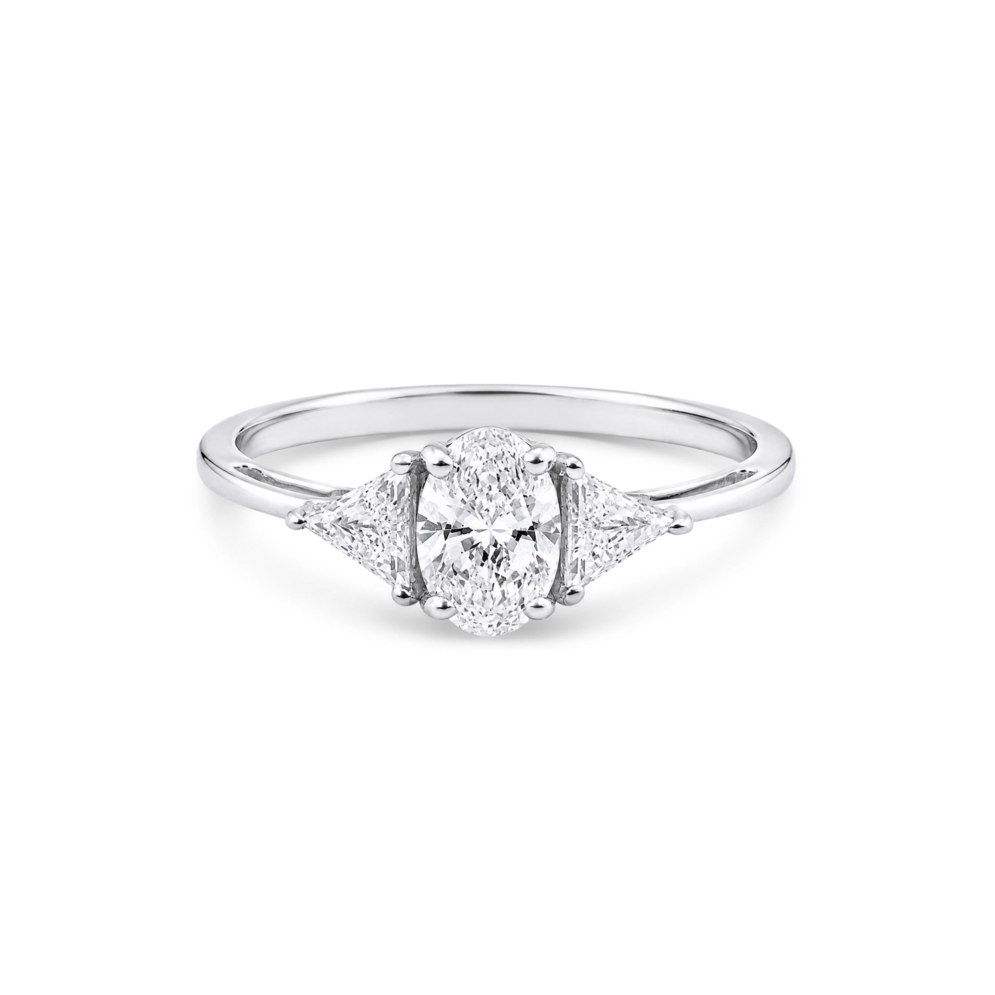 Oval Cut Trillion Three-Stone Ring