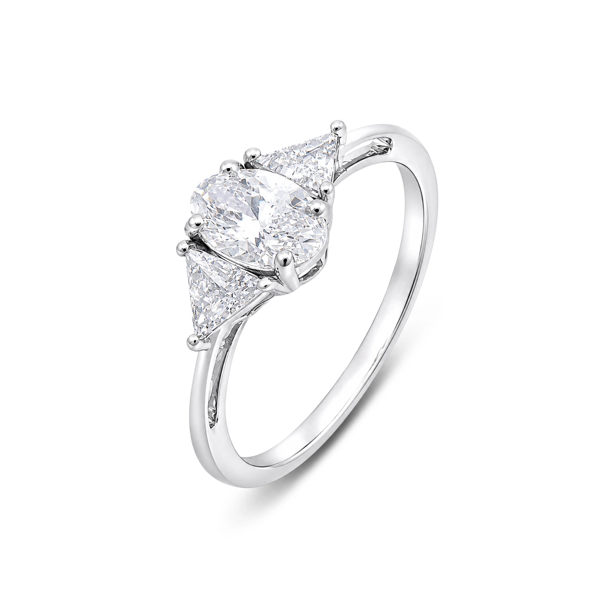 Oval Cut Trillion Three-Stone Ring
