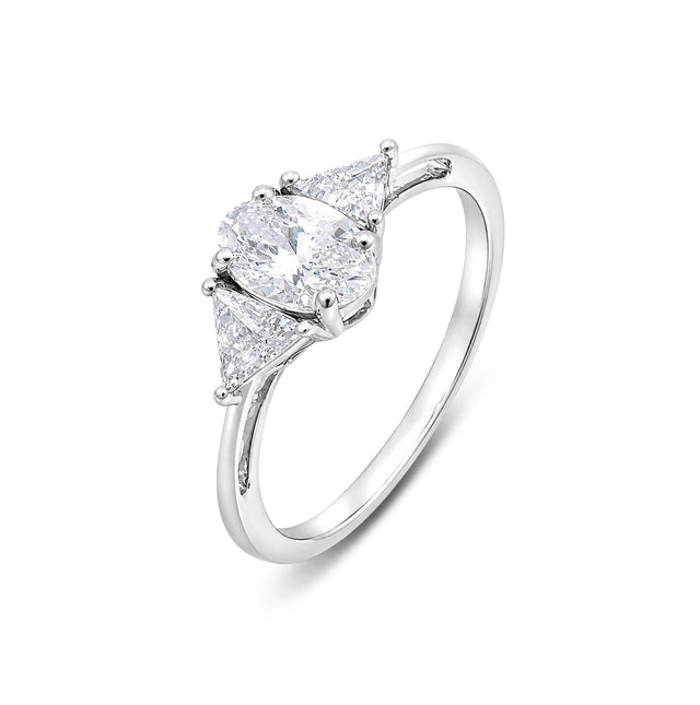 Oval Cut Trillion Three-Stone Ring