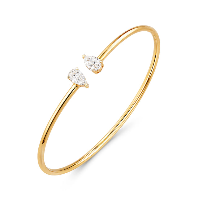 Twin Pear Diamond Open Bypass Bangle