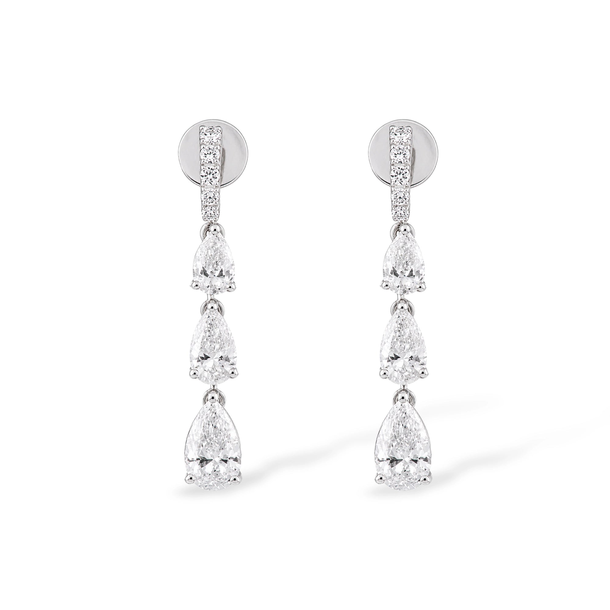 Graduated Pear Diamond Drop Earrings