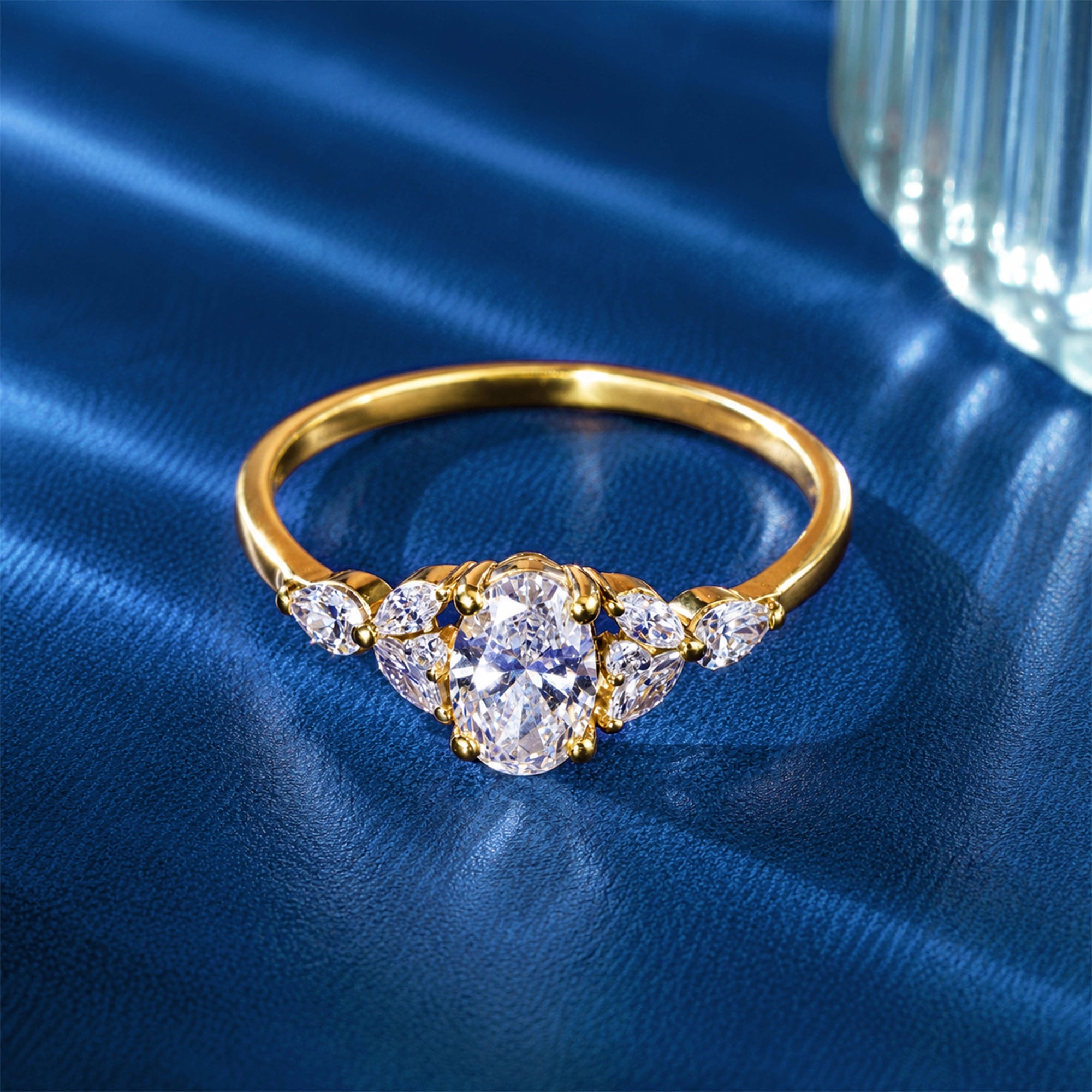 Oval Cut Marquise Cluster Solitaire Ring