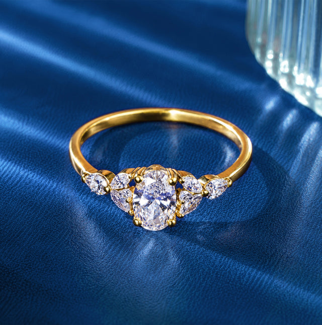 Oval Cut Marquise Cluster Solitaire Ring
