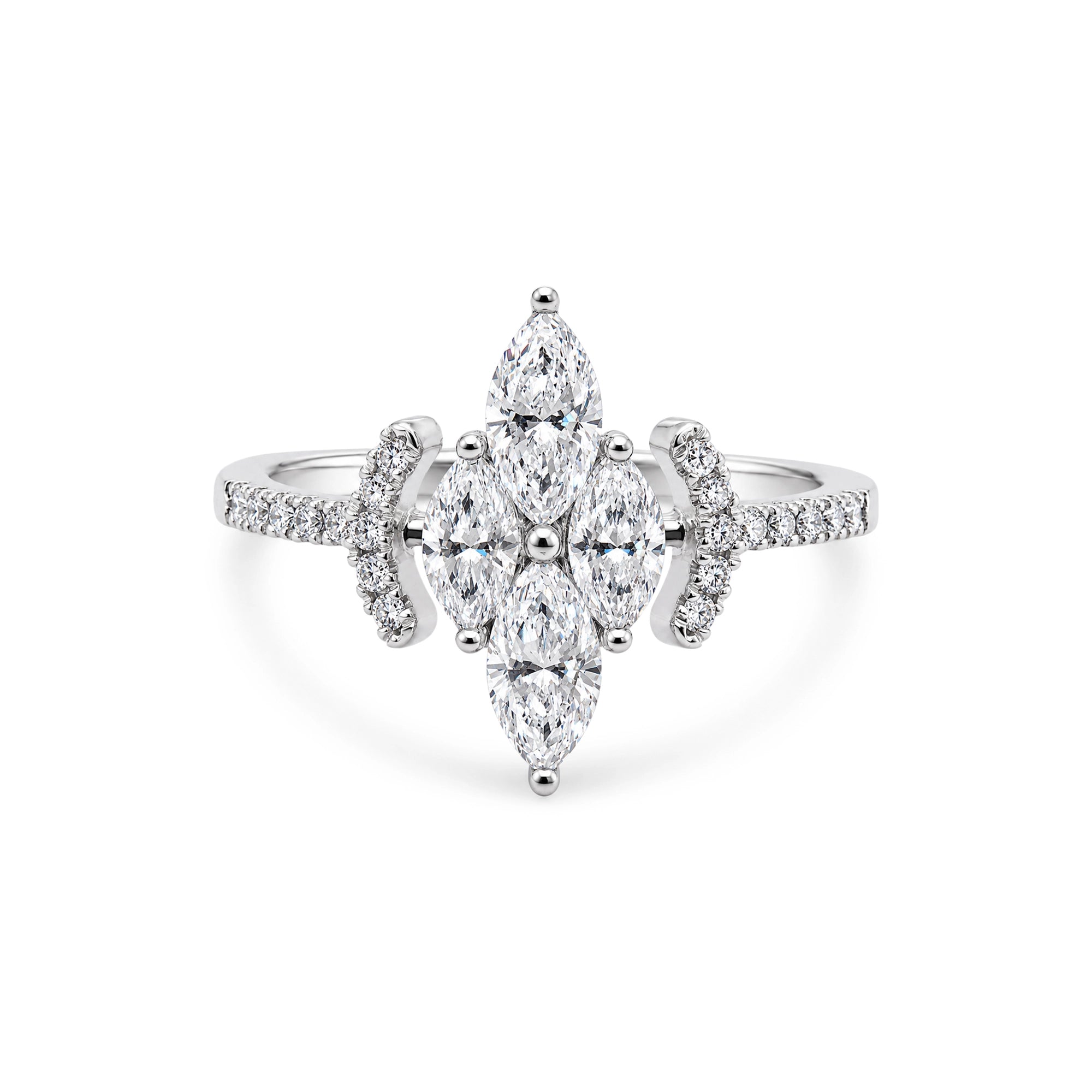 Marquise Cut Four-Point Star Cluster Ring