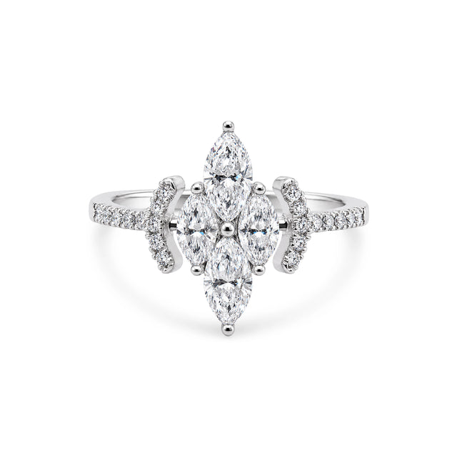 Marquise Cut Four-Point Star Cluster Ring