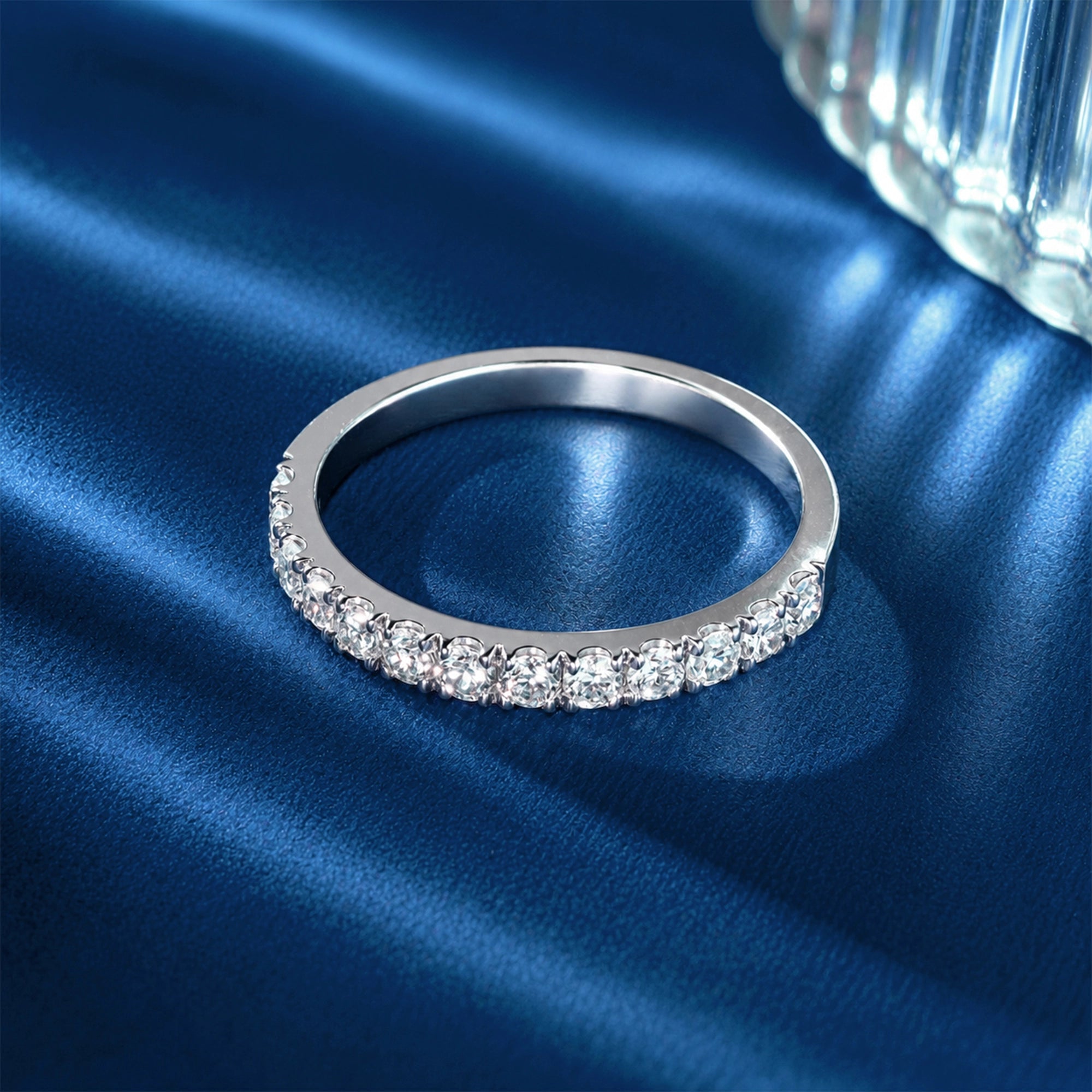 Round Brilliant Half Eternity Pavé Band