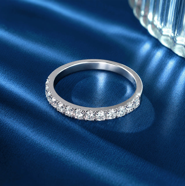 Round Brilliant Half Eternity Pavé Band