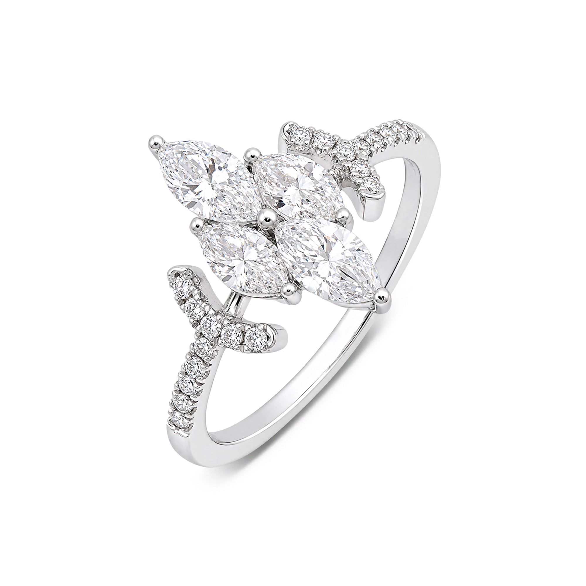 Marquise Cut Four-Point Star Cluster Ring