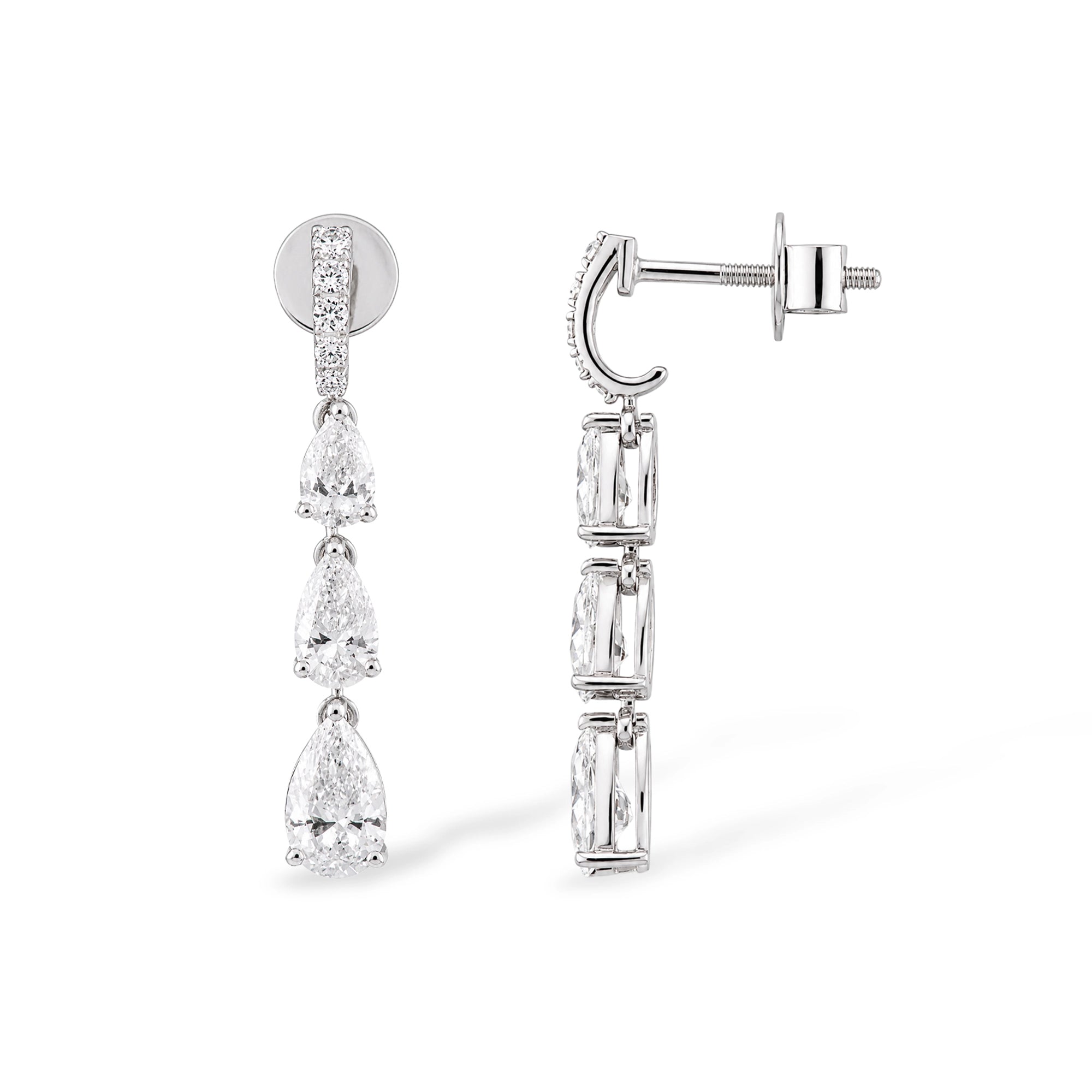 Graduated Pear Diamond Drop Earrings