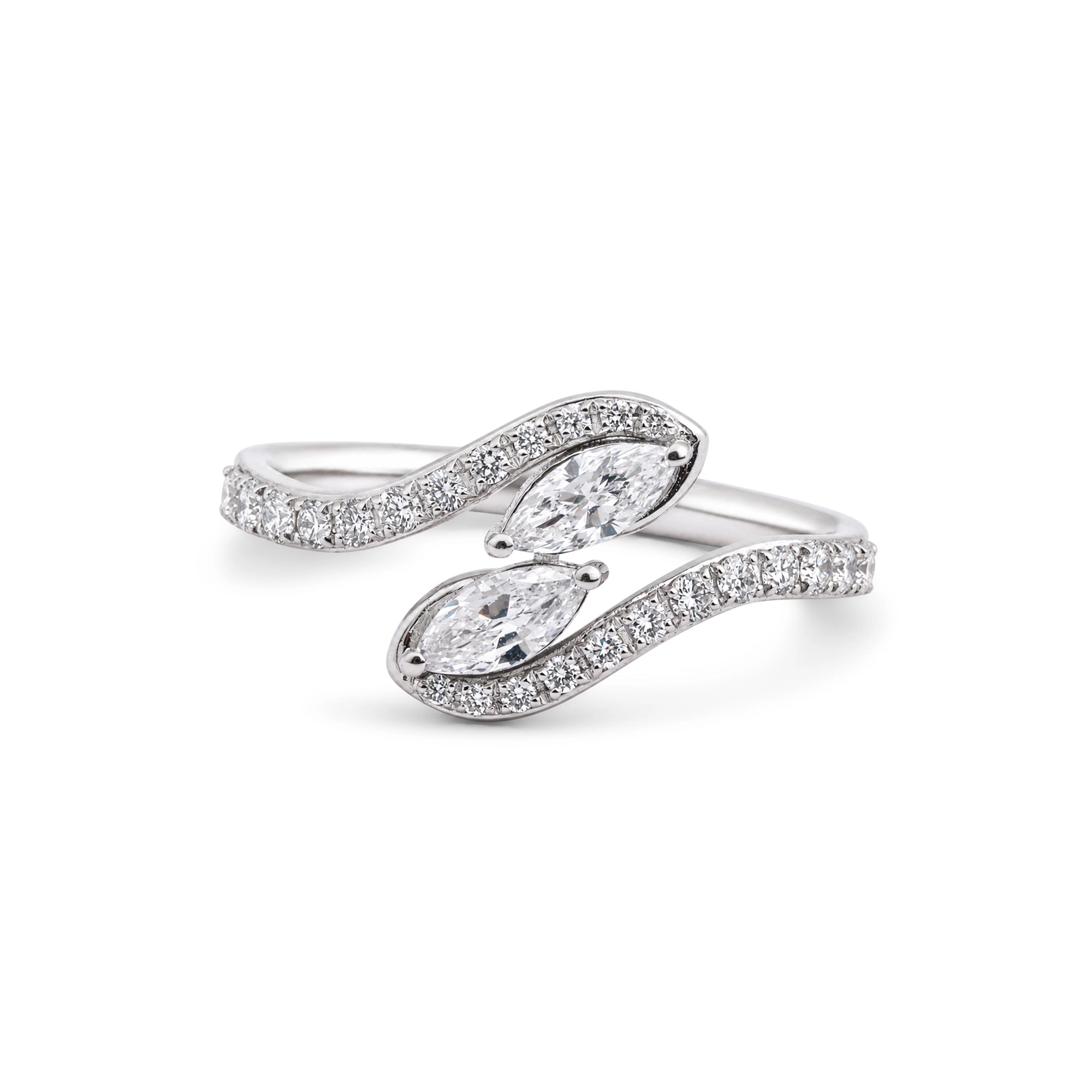 Marquise Cut Double Bypass Open Ring