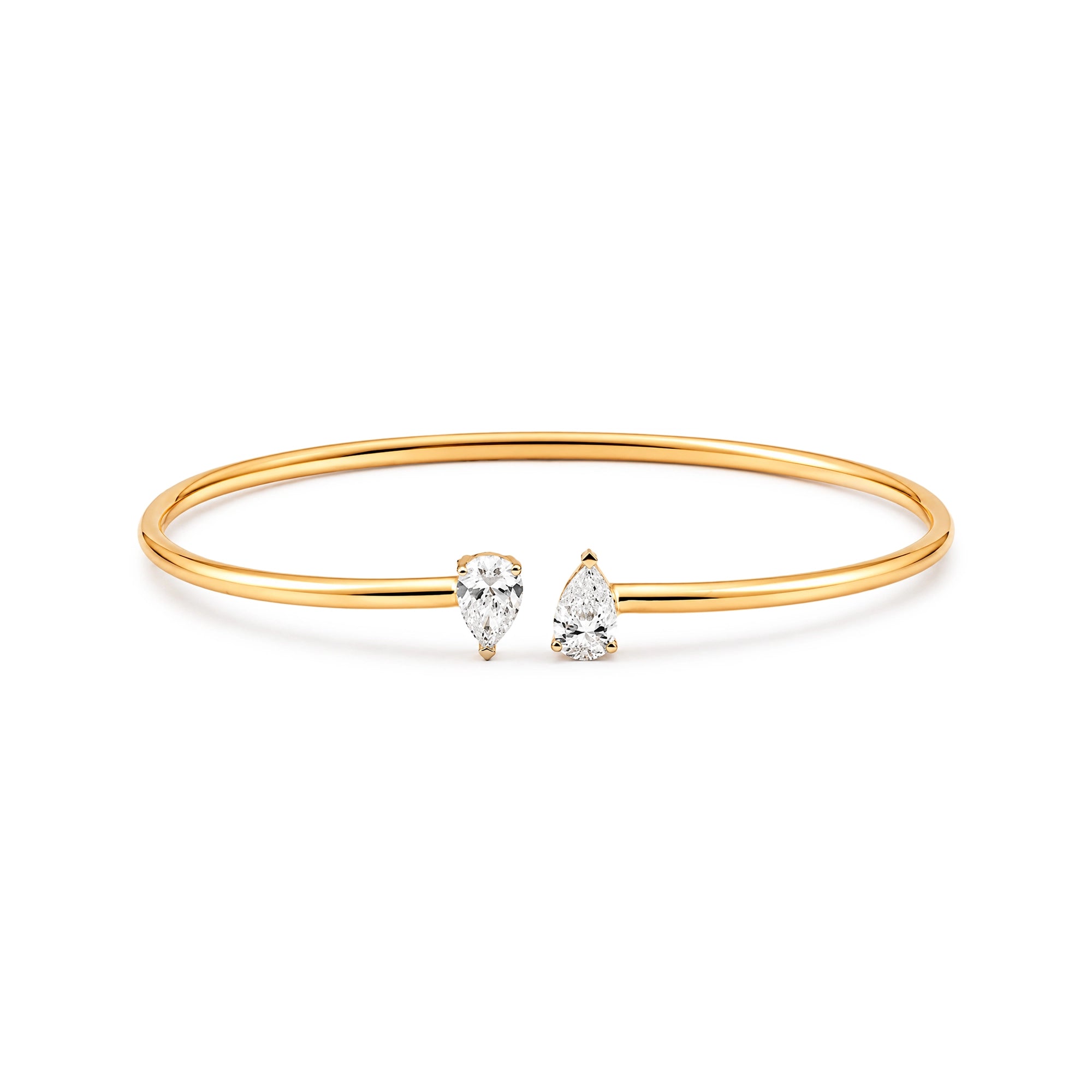 Twin Pear Diamond Open Bypass Bangle
