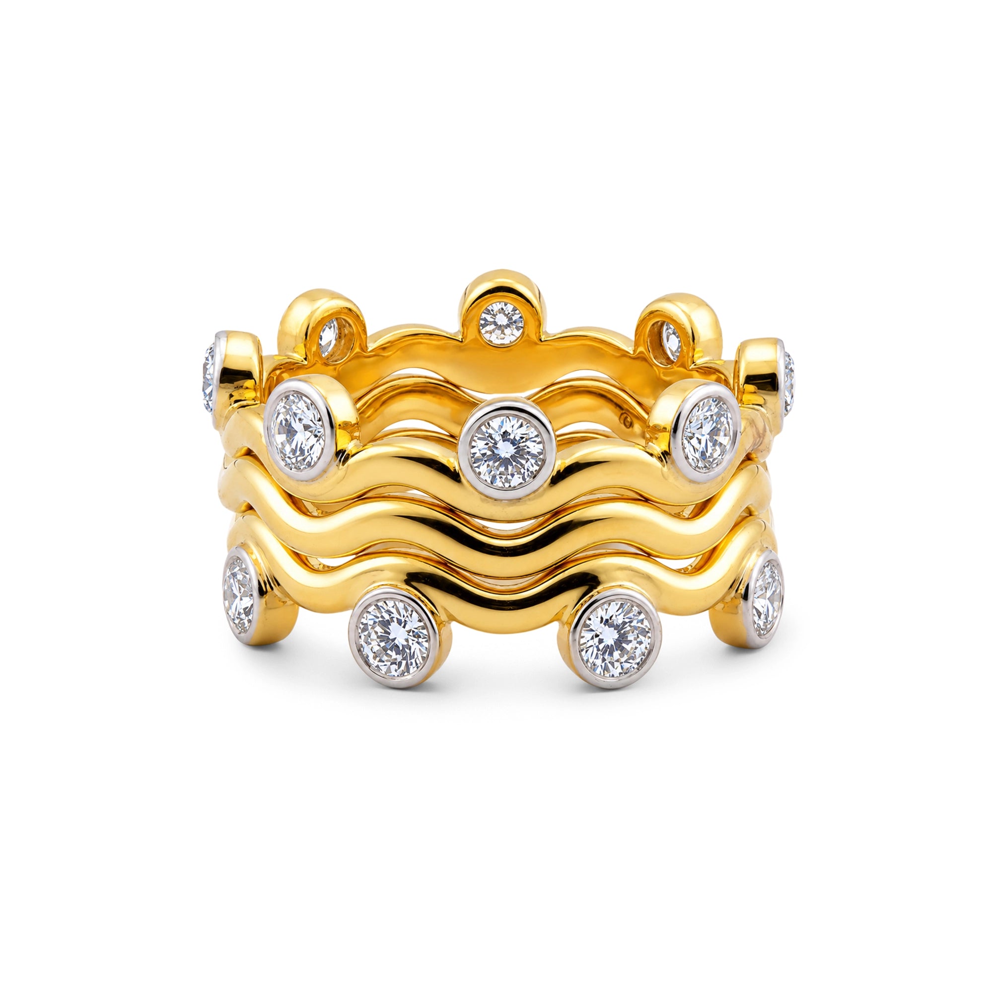 Round Brilliant Wave Bezel Eternity Band