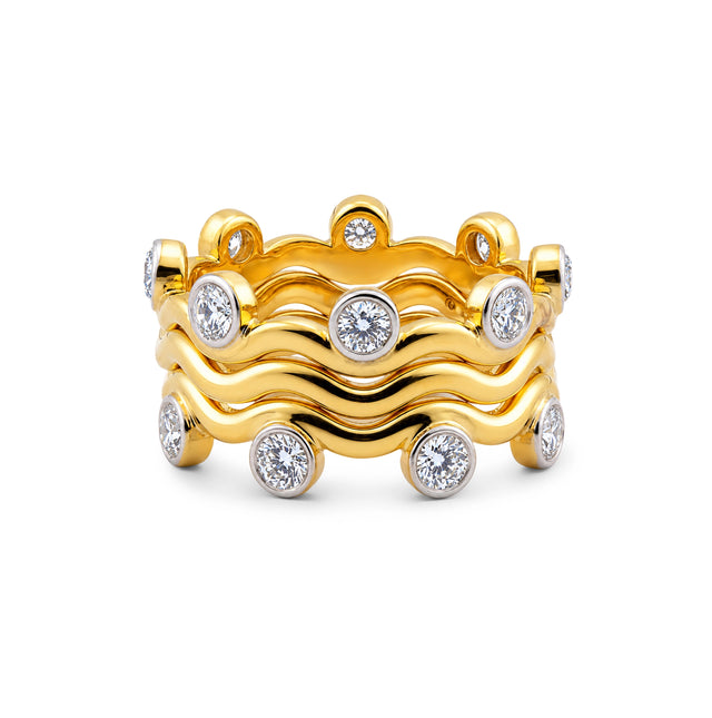 Round Brilliant Wave Bezel Eternity Band