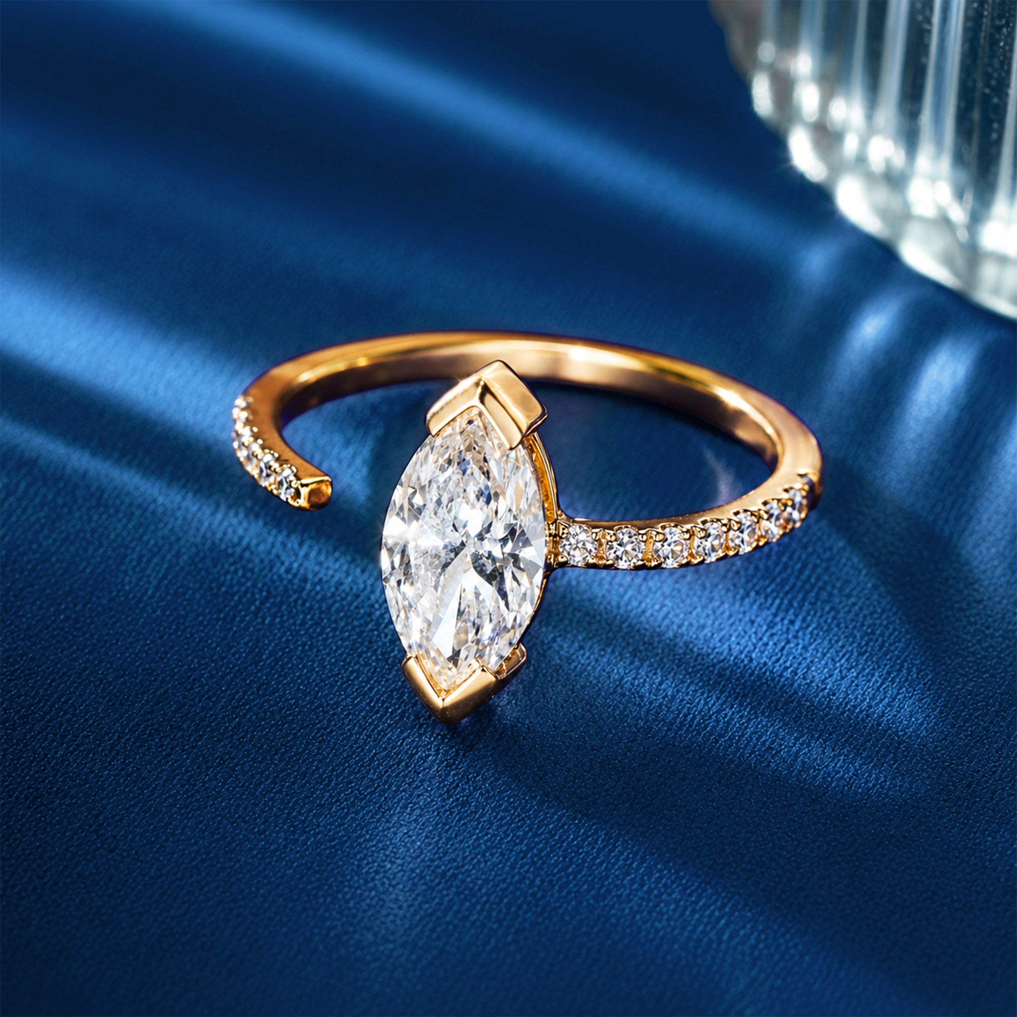 Marquise Cut East-West Bezel Open Ring
