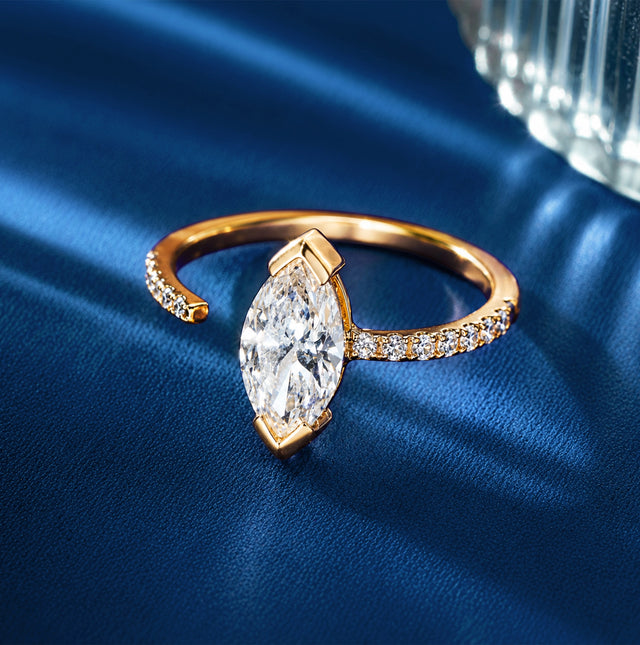 Marquise Cut East-West Bezel Open Ring
