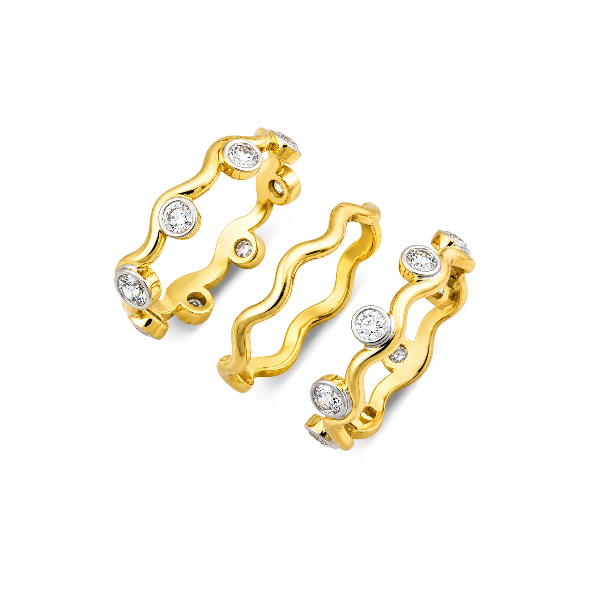 Round Brilliant Wave Bezel Eternity Band