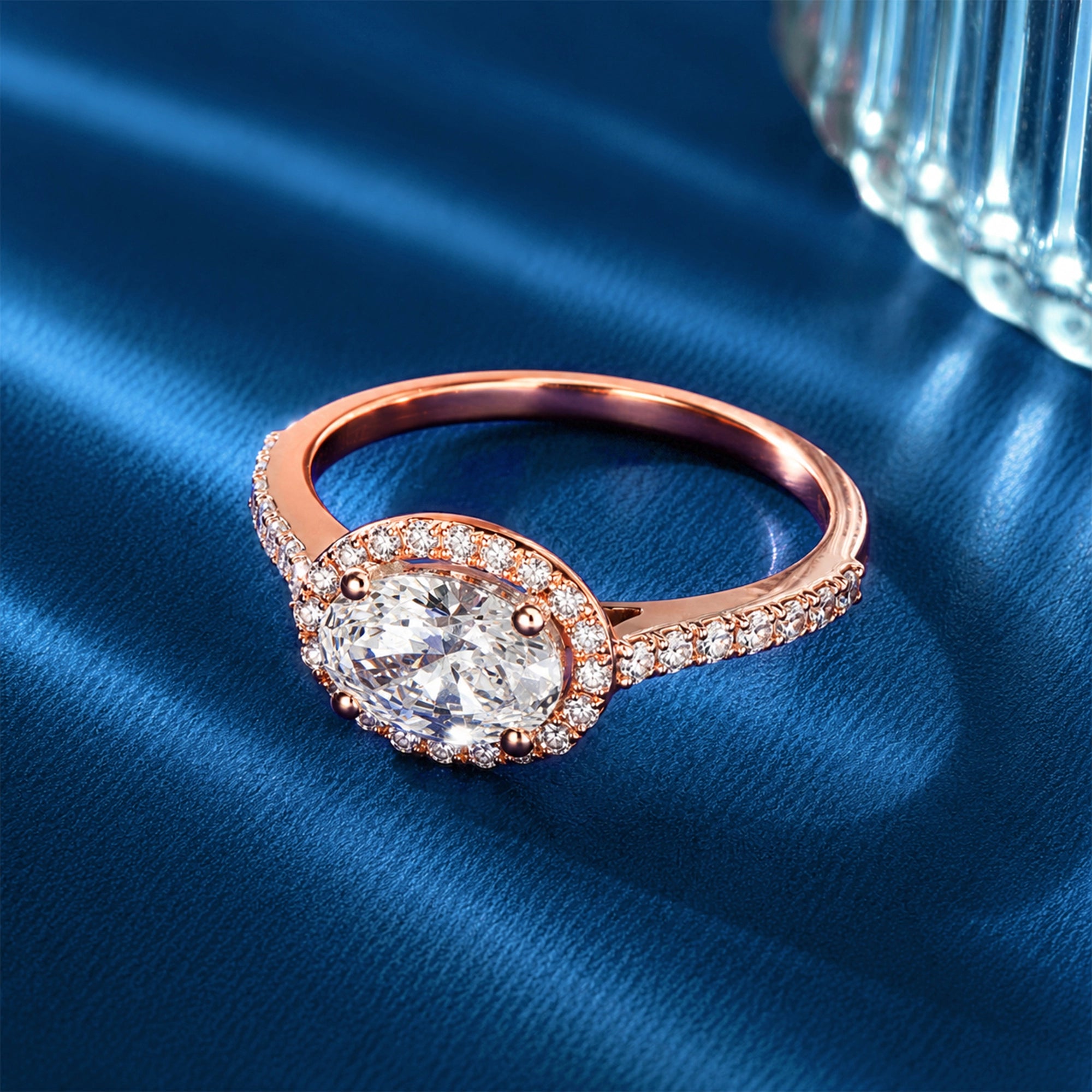 Oval Cut Halo Pavé Milgrain Ring