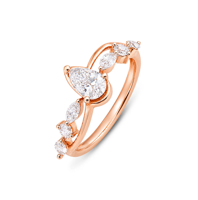 Pear Cut Marquise & Round Scatter Band Ring