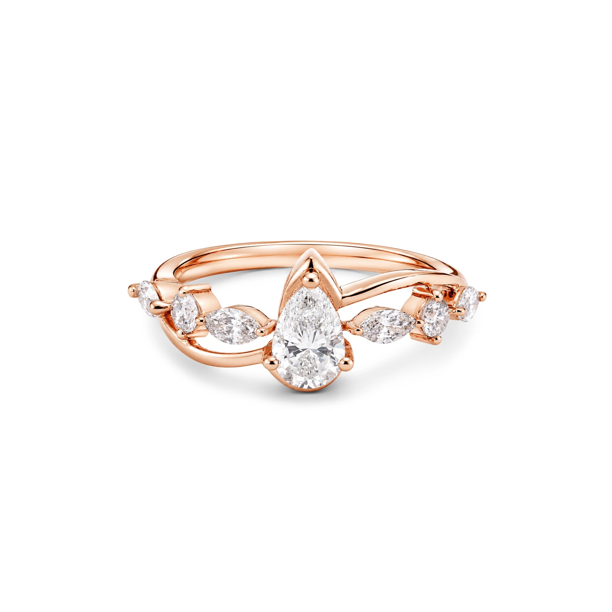 Pear Cut Marquise & Round Scatter Band Ring