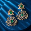 Emerald and Diamond Floral Cluster Chandelier Earrings