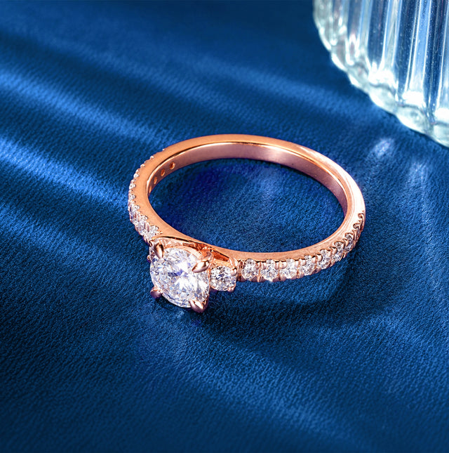 Round Brilliant Graduated Pavé Solitaire Ring