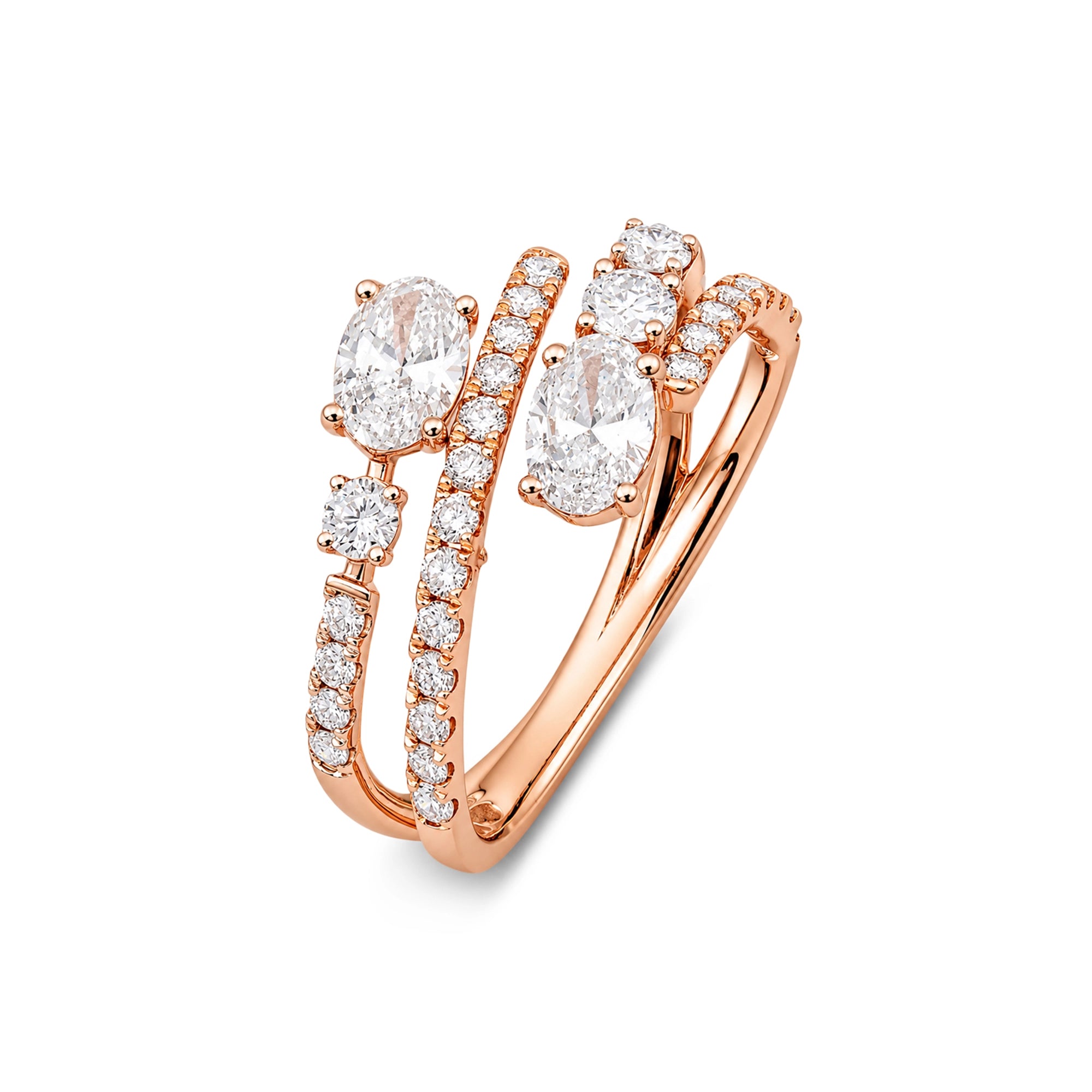 Oval Cut Spiral Wrap Double Pavé Ring