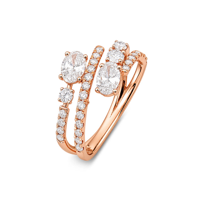 Oval Cut Spiral Wrap Double Pavé Ring