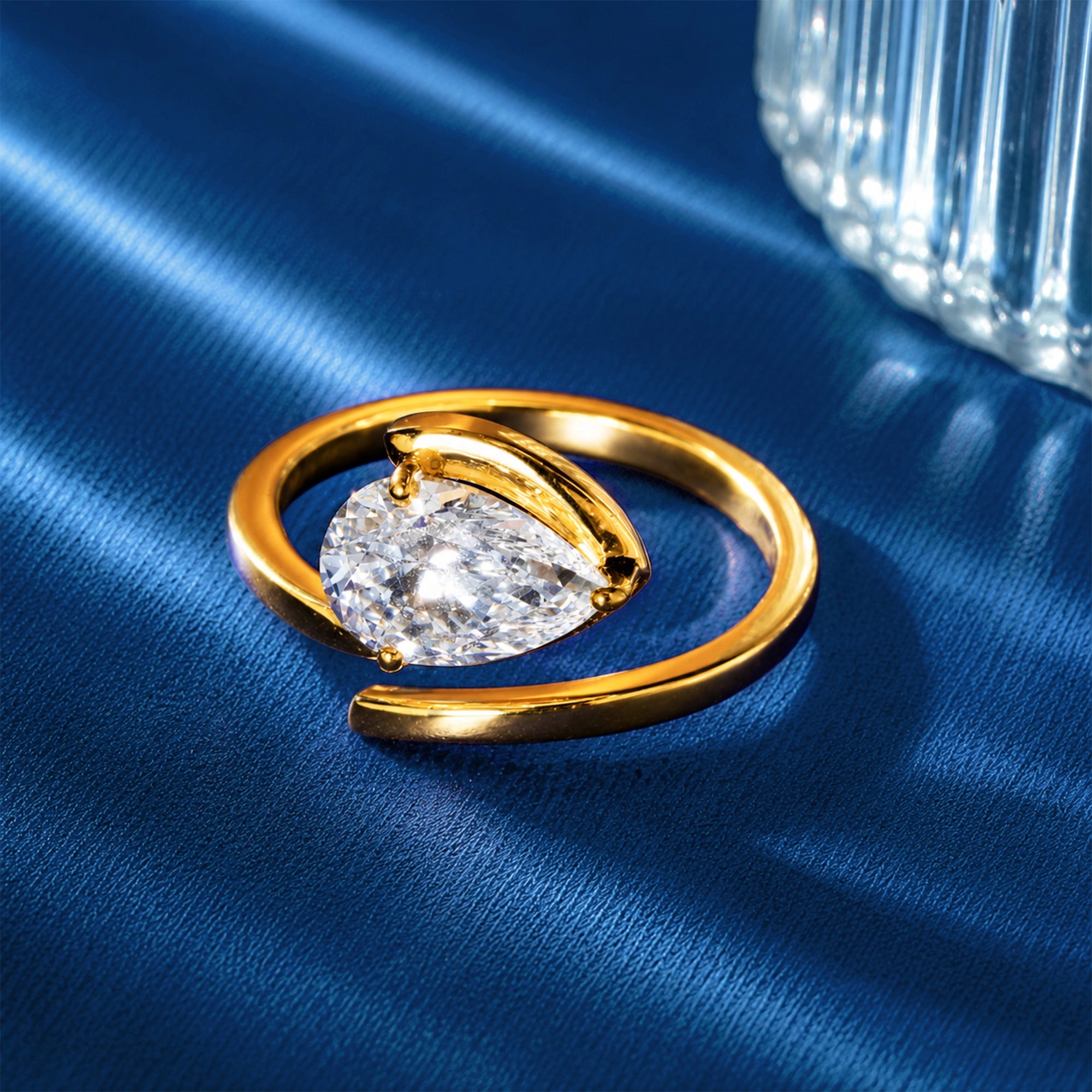 Pear Cut Spiral Wrap Solitaire Ring