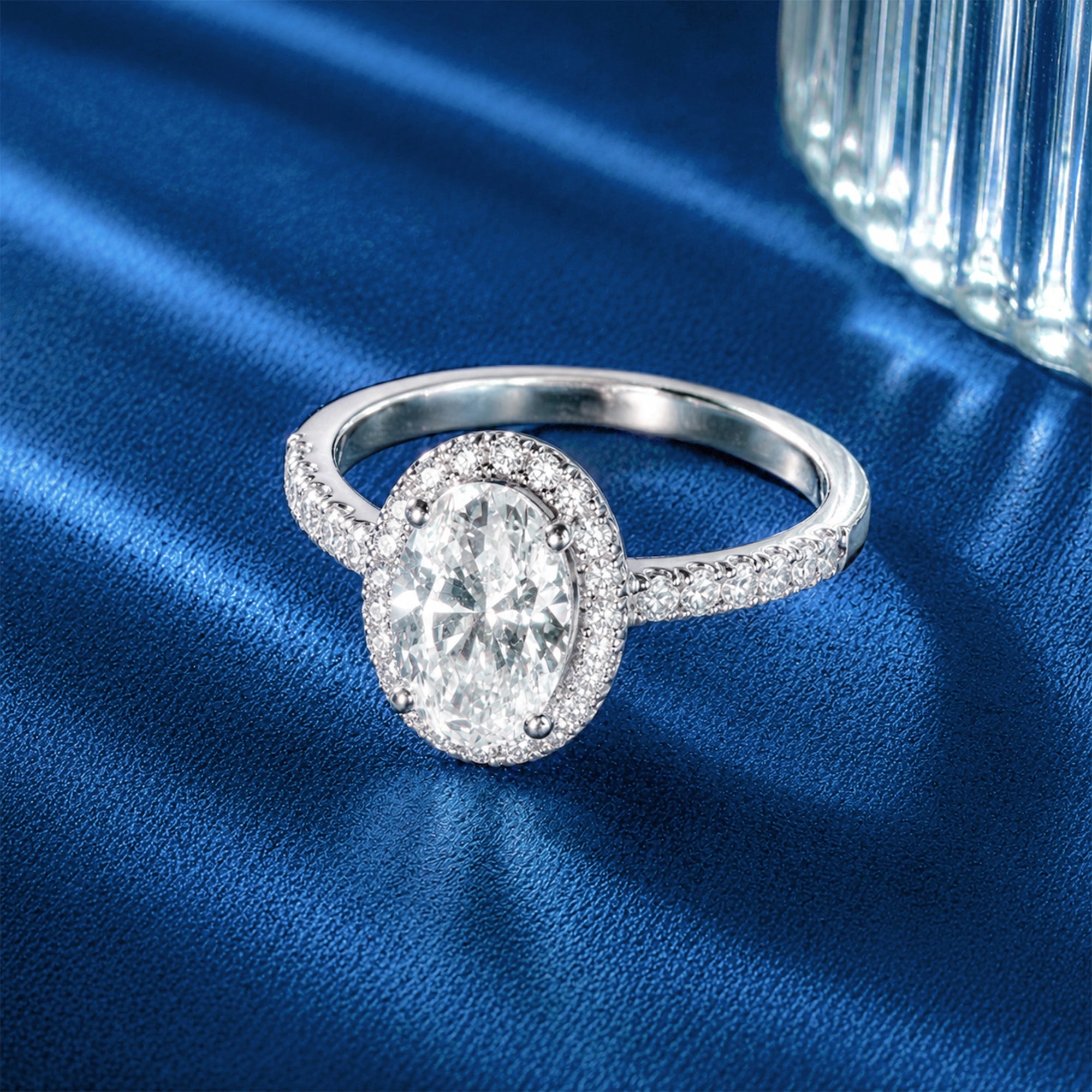Oval Cut Halo Pavé Solitaire Ring