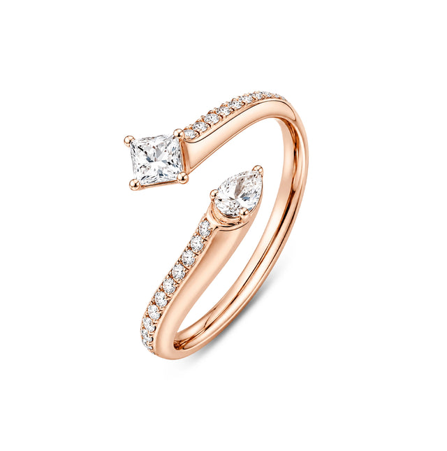 Princess & Pear Cut Toi et Moi Open Pavé Bangle