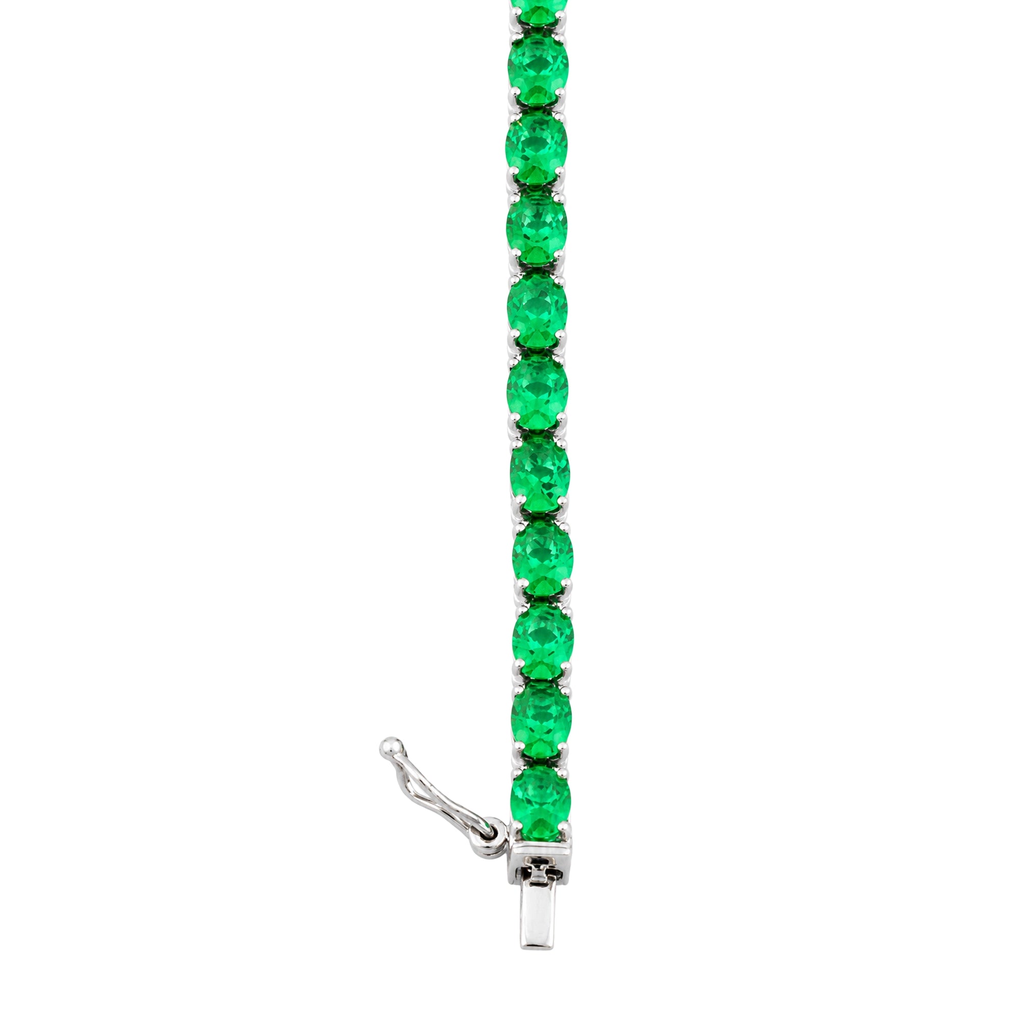 Half Emerald Half Round Diamond Two-Tone Tennis Bracelet