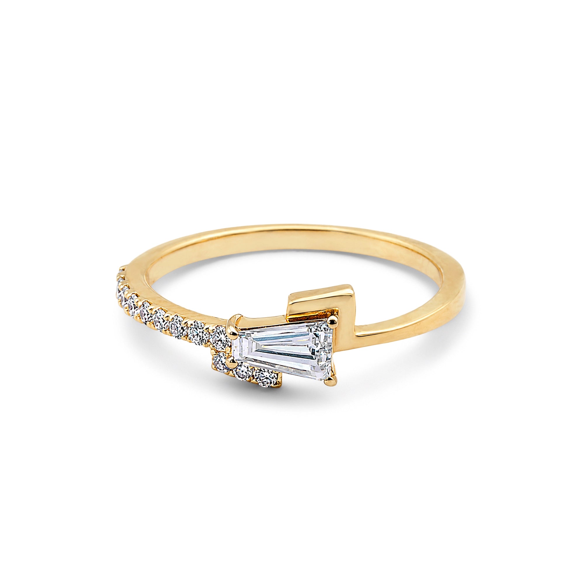 Tapered Baguette Bypass Open Ring