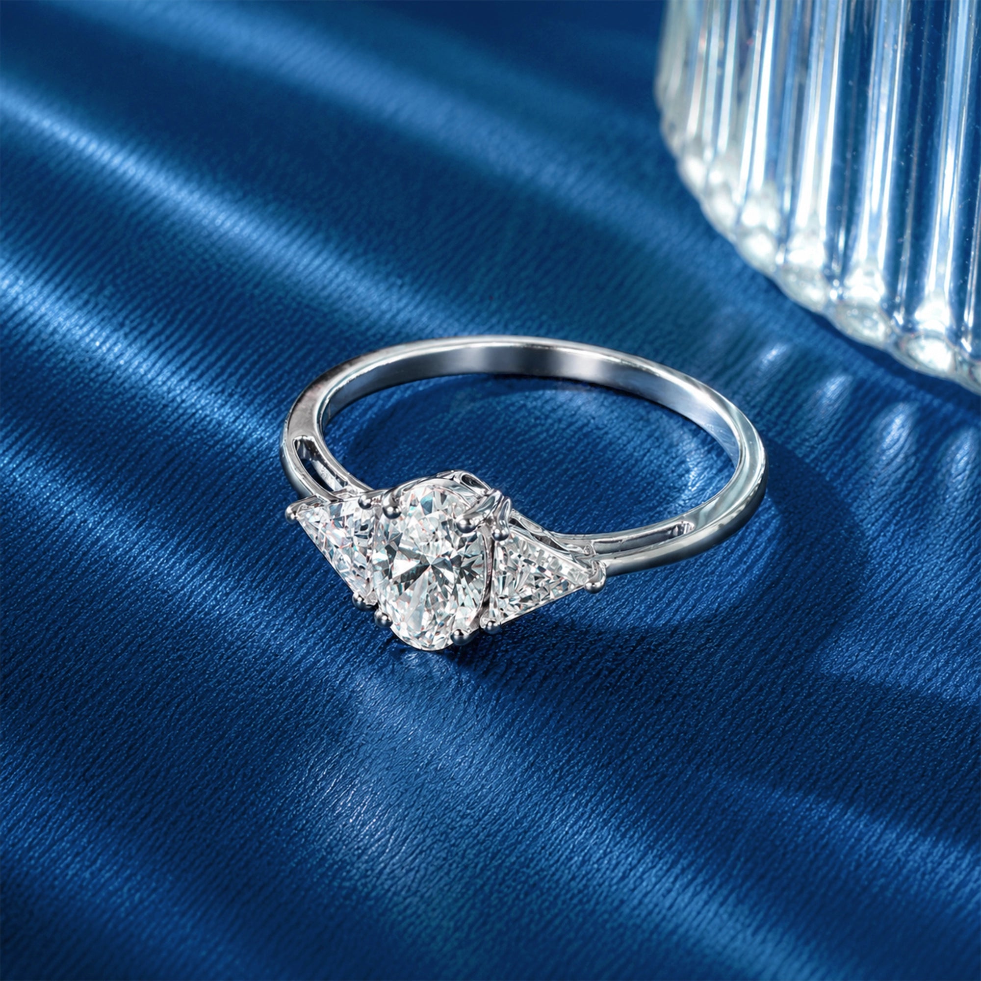 Oval Cut Trillion Three-Stone Ring
