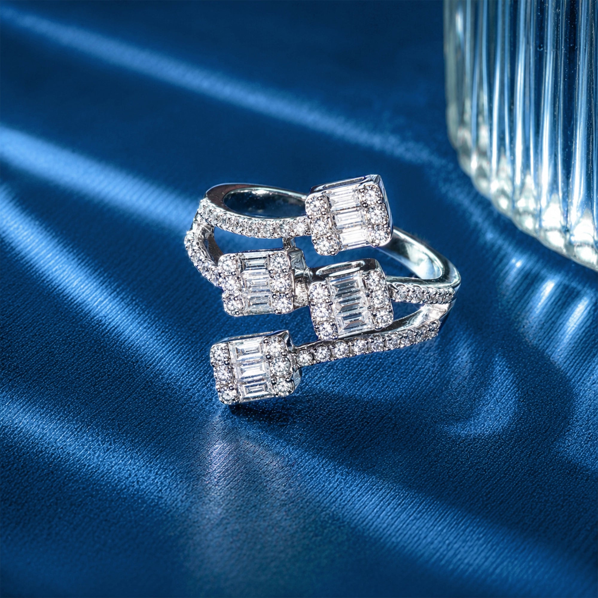 Baguette & Round Brilliant Multi-Cluster Bypass Ring