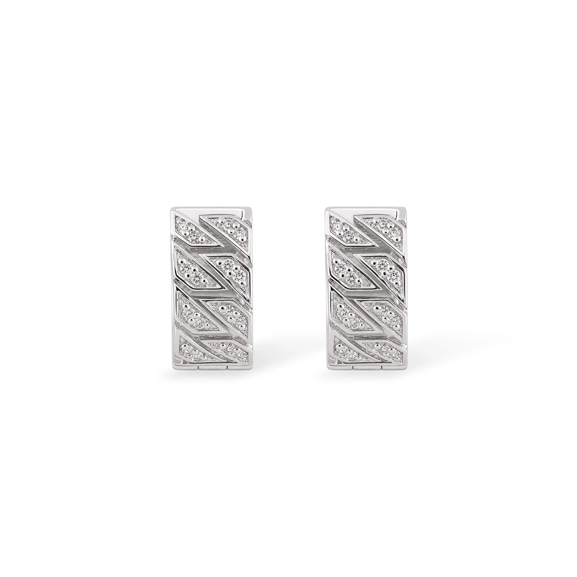 Diagonal Pave Diamond Hoop Earrings