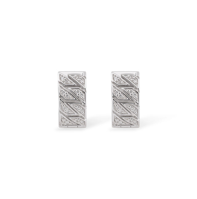 Diagonal Pave Diamond Hoop Earrings