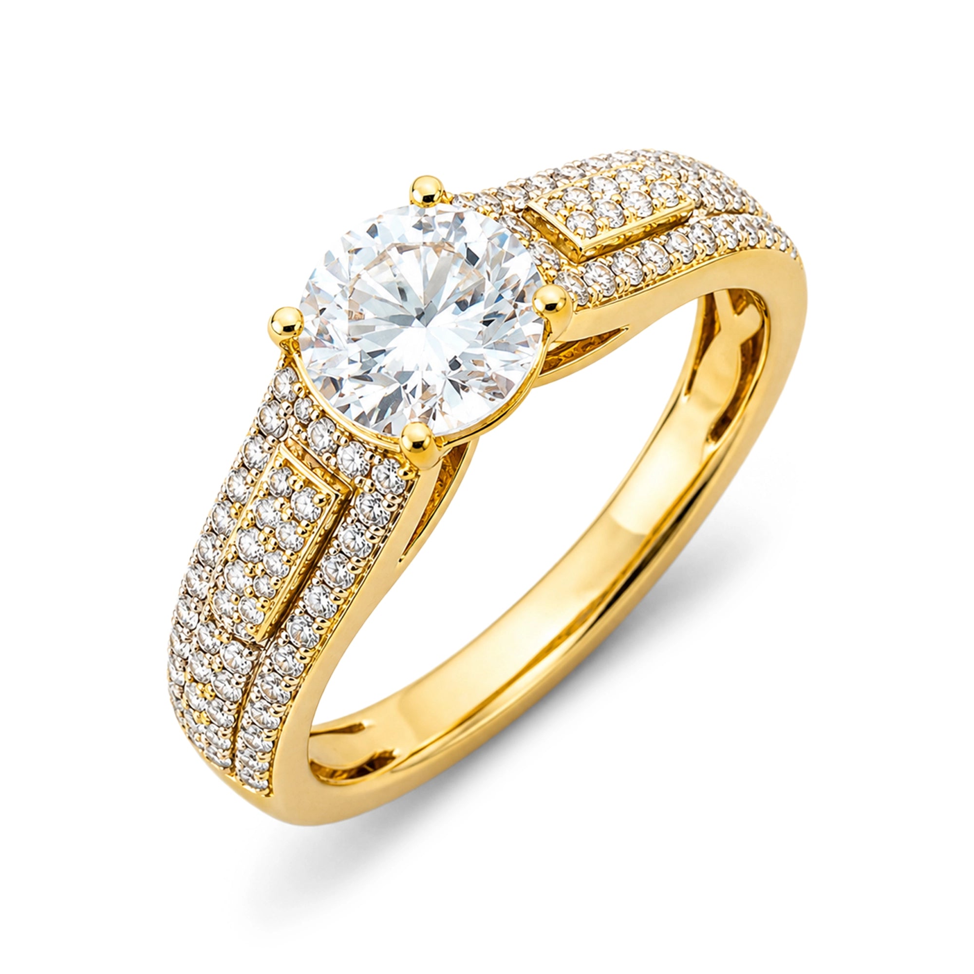 Pave Dome Statement Ring, Yellow Gold