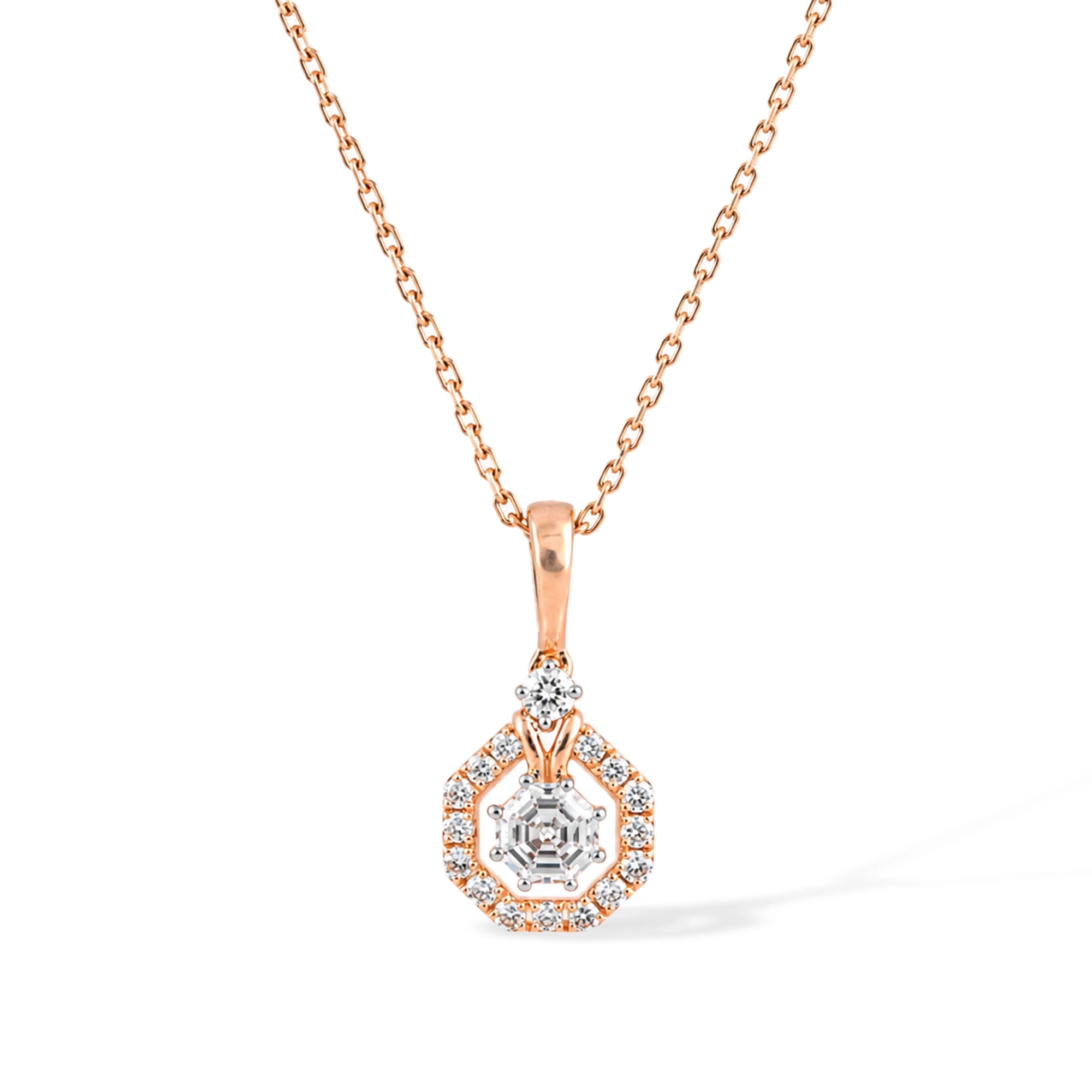 Vintage Teardrop Halo Pendant, Rose Gold