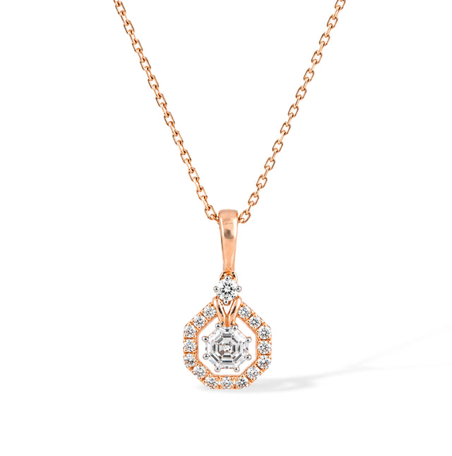Vintage Teardrop Halo Pendant, Rose Gold