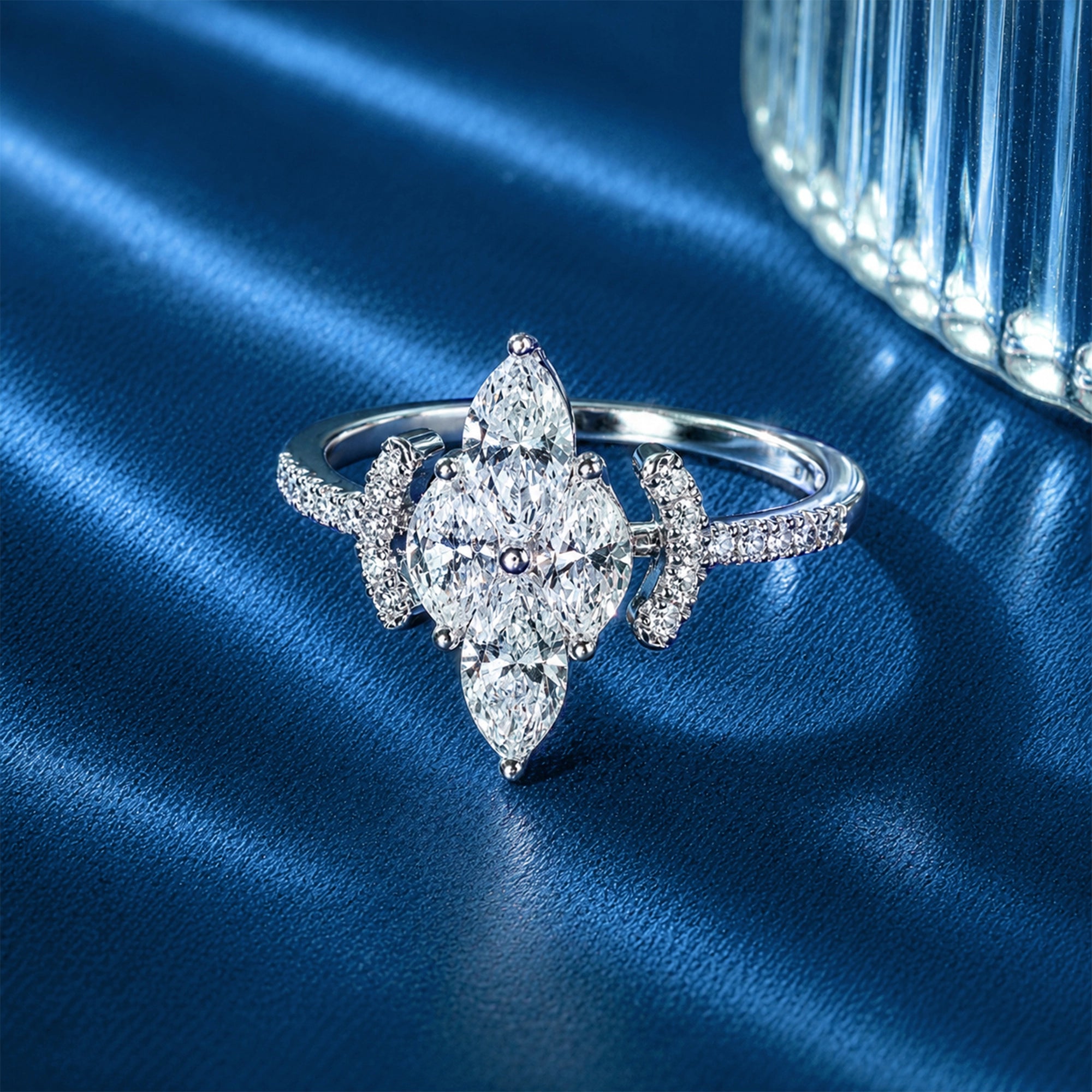 Marquise Cut Four-Point Star Cluster Ring