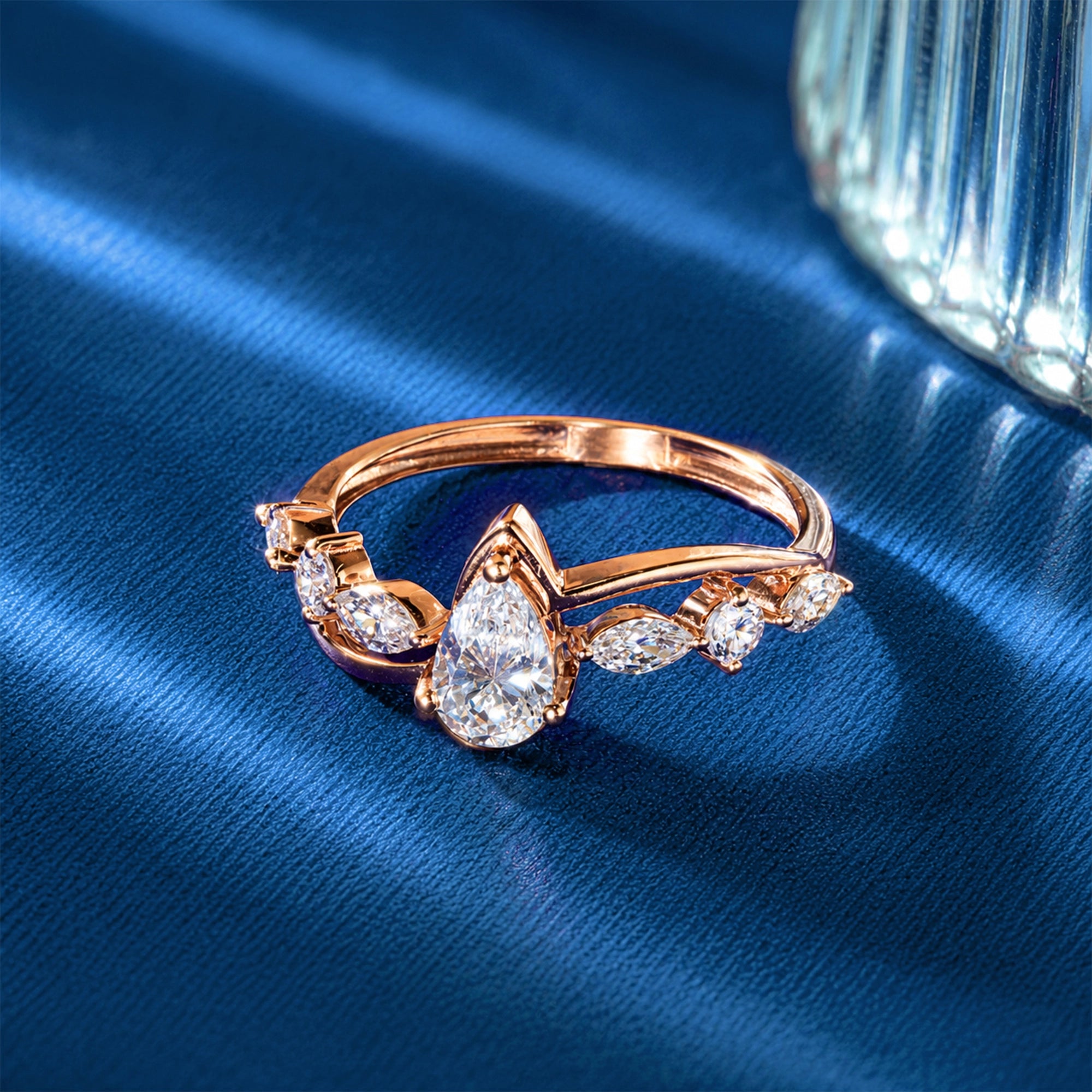 Pear Cut Marquise & Round Scatter Band Ring