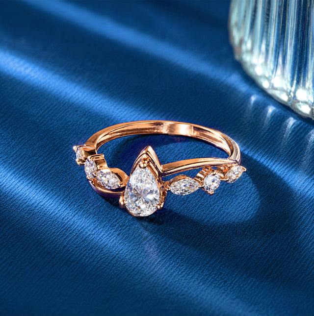 Pear Cut Marquise & Round Scatter Band Ring