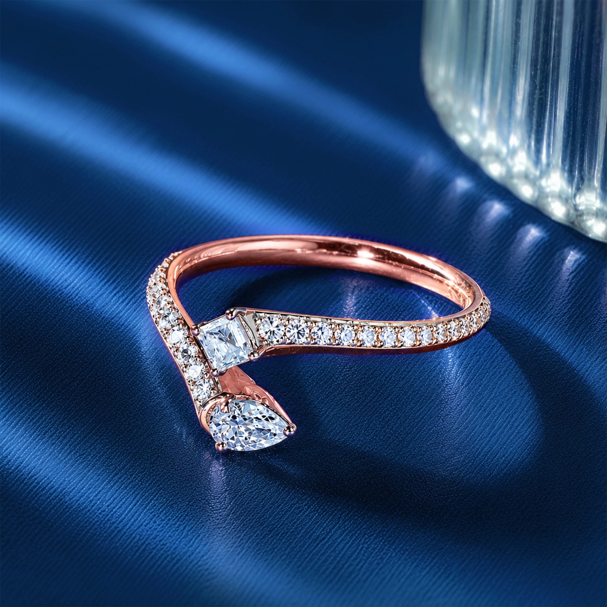 Princess & Pear Cut Toi et Moi Open Pavé Bangle
