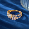 Asscher Cut Double Band Mixed Stone Ring