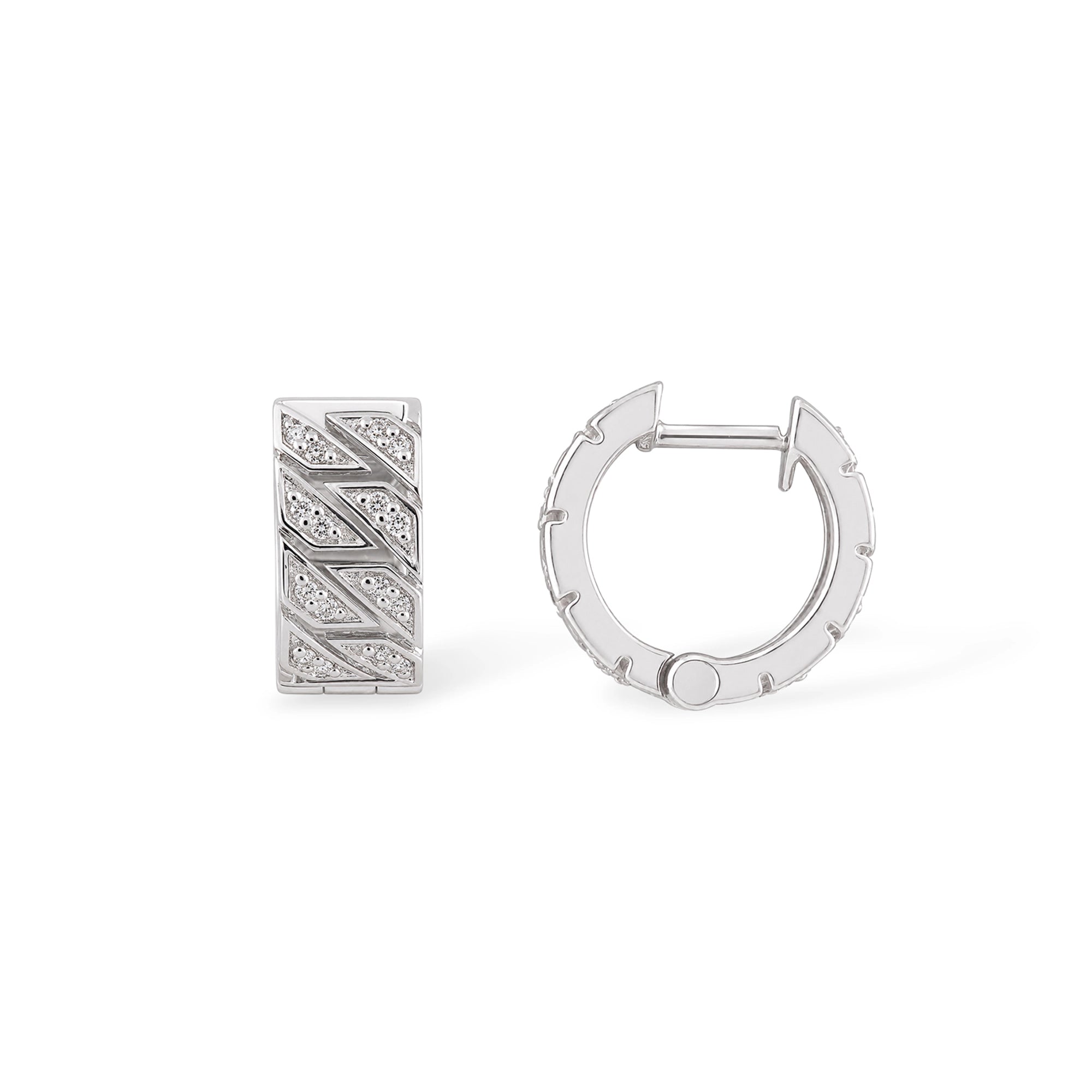 Diagonal Pave Diamond Hoop Earrings