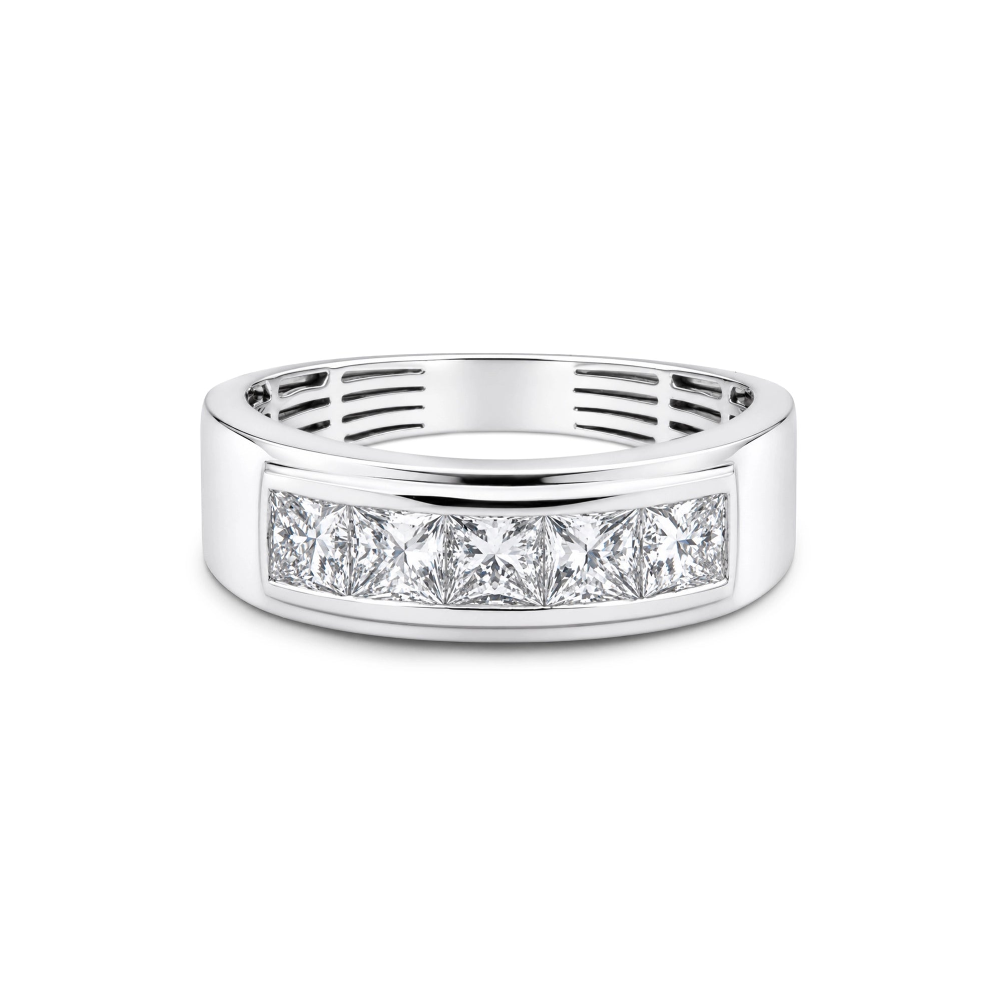 Channel-Set Princess Cut Men's Band Ring