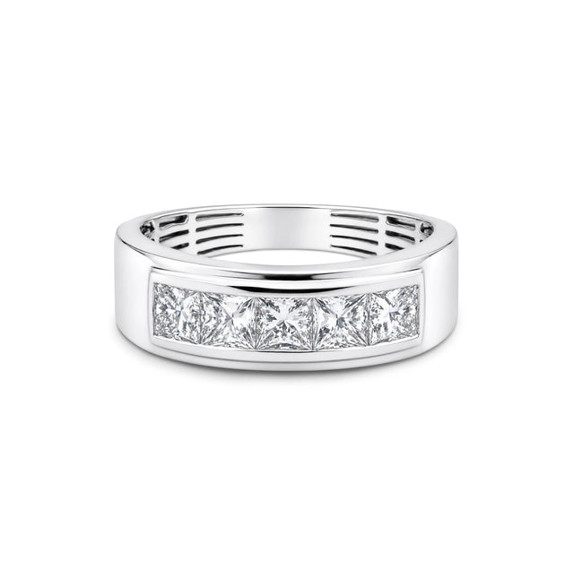 Channel-Set Princess Cut Men's Band Ring