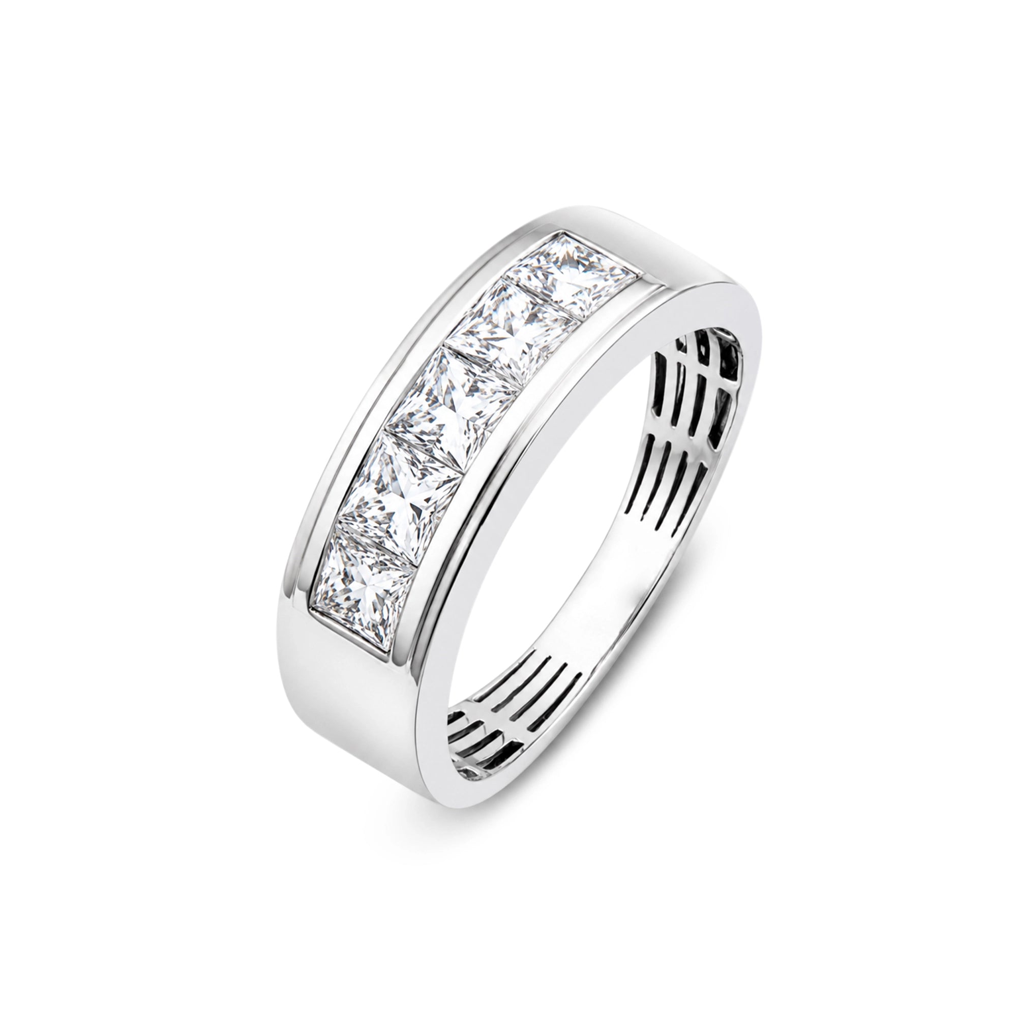Channel-Set Princess Cut Men's Band Ring
