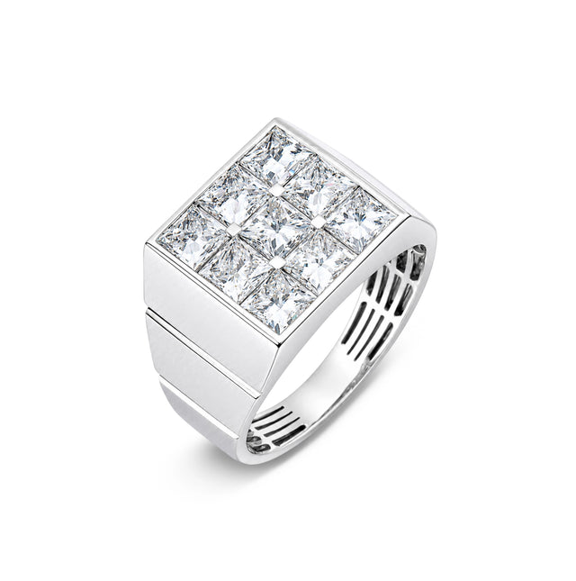 Princess Cut Mosaic Signet Ring